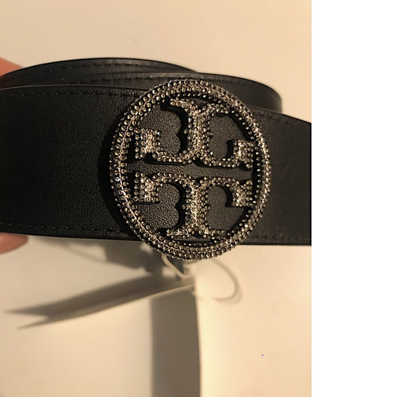 TORY BURCH  Embellished Logo Leather Belt - Black main image 4